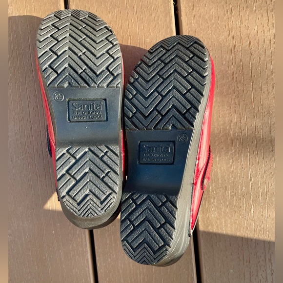 Sanita Estelle Open Clogs Red Patent Leather New In Box Size 39 - Picture 10 of 10